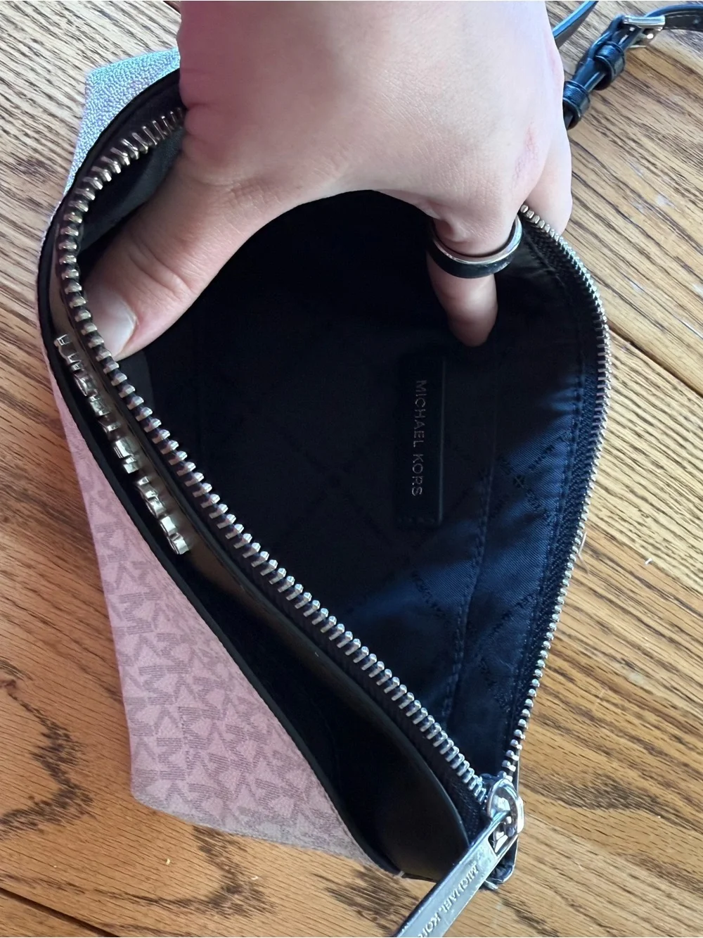 Michael Kors Silver and Black Wristlet Clutch